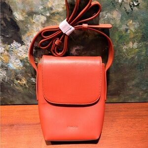 Orange Leather Crossbody Bag